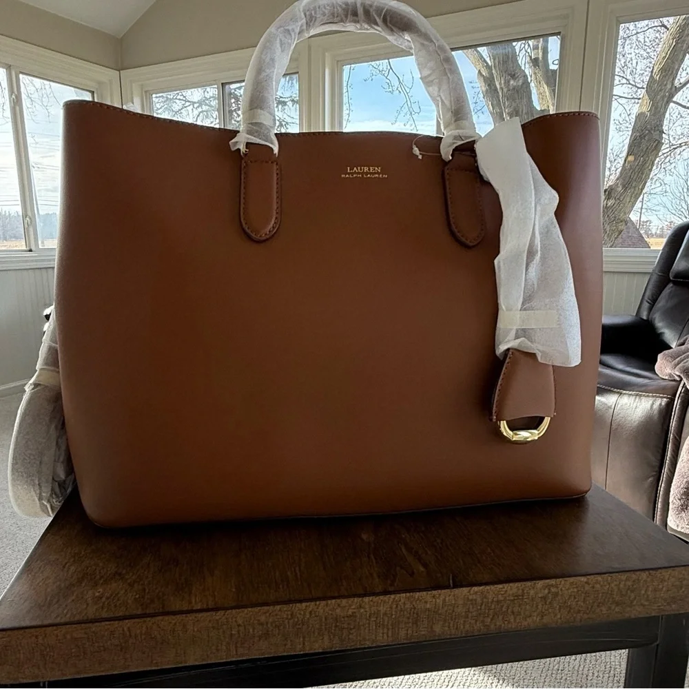 Lauren Ralph Lauren Brown Marcy large tote bag NWT - Picture 2 of 14